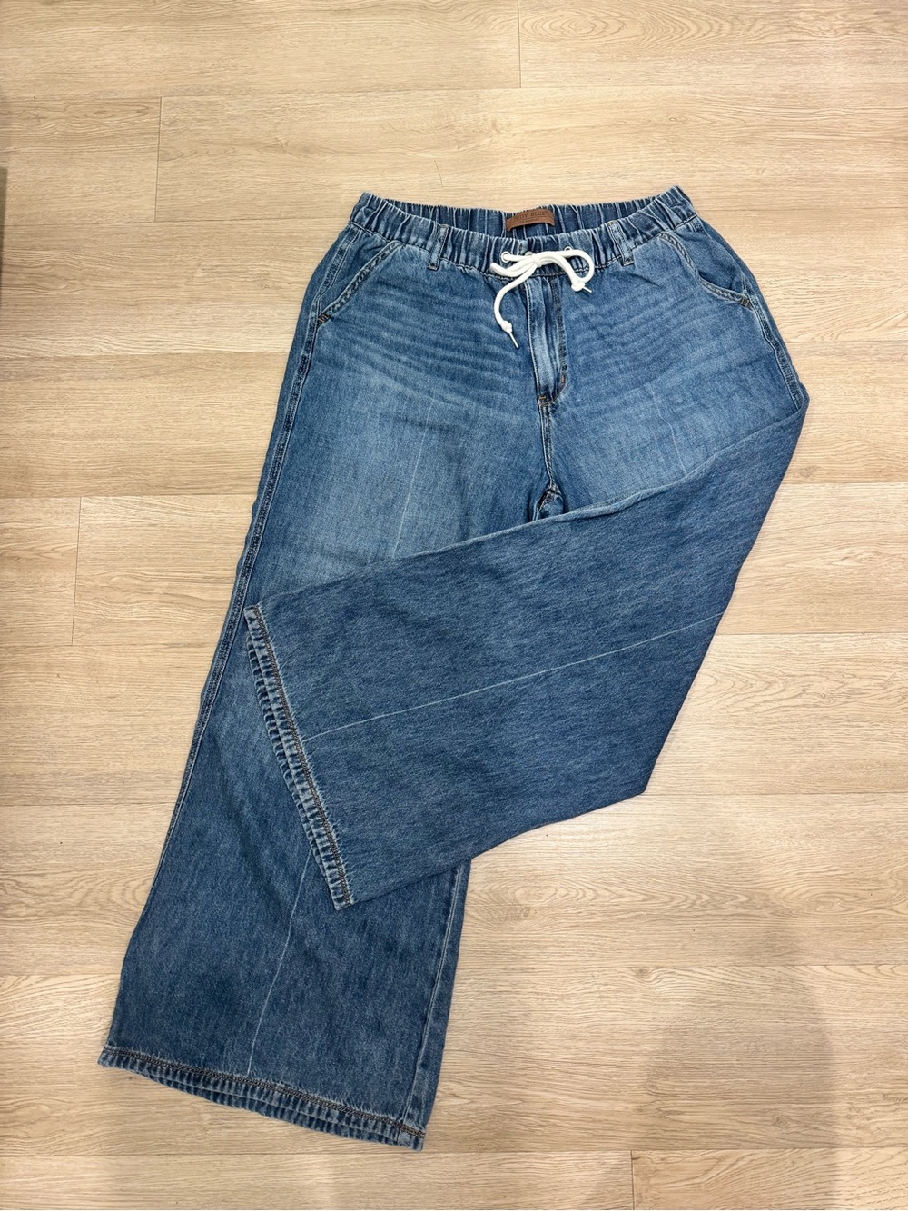 Comfortable Judy Blue Blue Wide-Leg Drawstring Jeans - Relaxed Fit